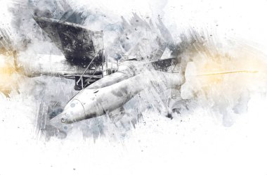 Amerikan savaş uçağı resim sanatı klasiği çiziyor.