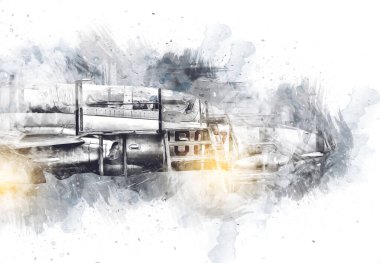 Amerikan savaş uçağı resim sanatı klasiği çiziyor.