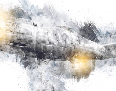 Amerikan savaş uçağı resim sanatı klasiği çiziyor.