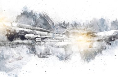 Amerikan savaş uçağı resim sanatı klasiği çiziyor.