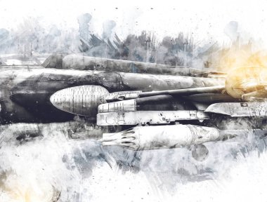 Amerikan savaş uçağı resim sanatı klasiği çiziyor.