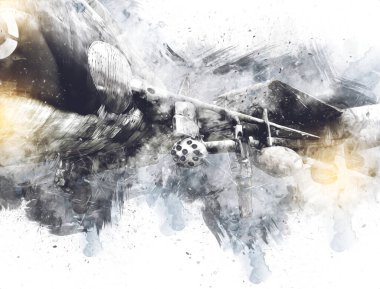 Amerikan savaş uçağı resim sanatı klasiği çiziyor.