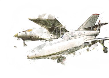 Amerikan savaş uçağı resim sanatı klasiği çiziyor.