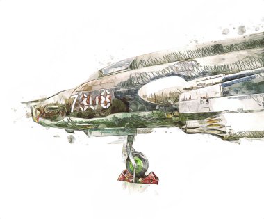 Amerikan savaş uçağı resim sanatı klasiği çiziyor.