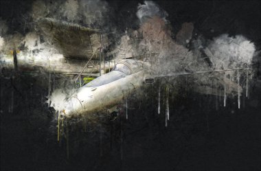 Amerikan savaş uçağı resim sanatı klasiği çiziyor.