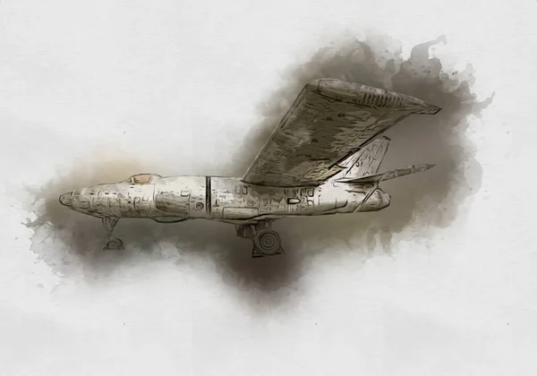 Avion Chasseur Réaction Américain Dessin Illustration Art Vintage — Photo