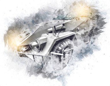 Askeri zırhlı araç savaş fotoğrafı Eski antika model mobil