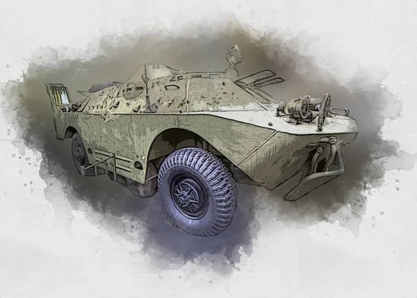 Военный Бронированный Автомобиль Войны Фото Старый Ретро Винтажный Мобильный — стоковое фото