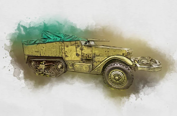 Katonai Páncélozott Autó Háborús Fotó Régi Retro Vintage Mobil — Stock Fotó