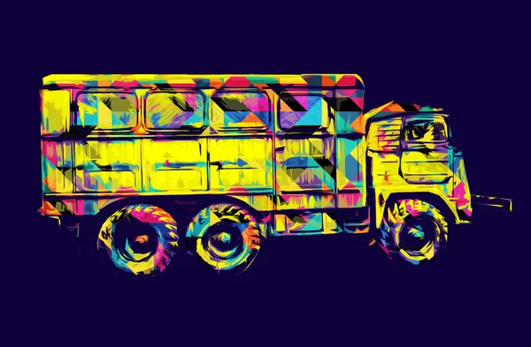 Obrněné Vozidlo Technické Vojenské Truck Umění Ilustrace Izolované Skica — Stock fotografie