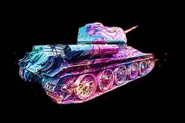 Vintage tank izole çizim sanat illüstrasyonu