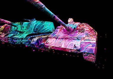 Vintage tank izole çizim sanat illüstrasyonu