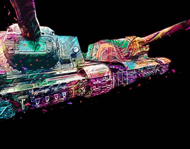 Vintage tank izole çizim sanat illüstrasyonu