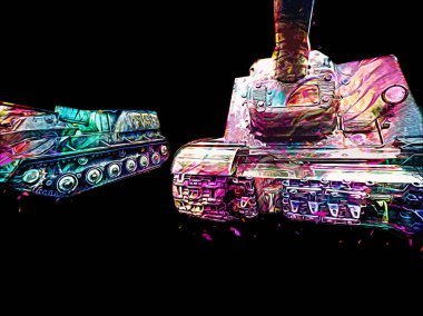 Vintage tank izole çizim sanat illüstrasyonu