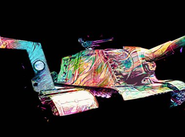 Vintage tank izole çizim sanat illüstrasyonu