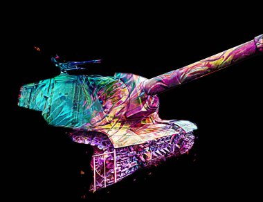 Vintage tank izole çizim sanat illüstrasyonu