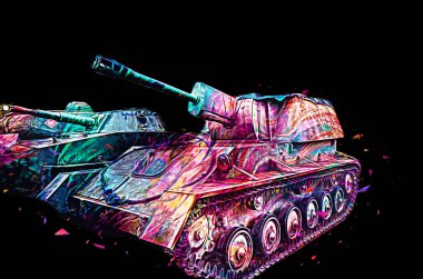 Vintage tank izole çizim sanat illüstrasyonu