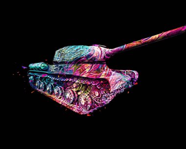 Vintage tank izole çizim sanat illüstrasyonu