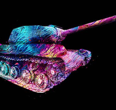 Vintage tank izole çizim sanat illüstrasyonu