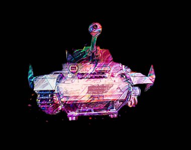 Vintage tank izole çizim sanat illüstrasyonu