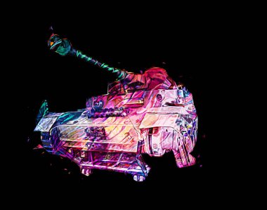 Vintage tank izole çizim sanat illüstrasyonu