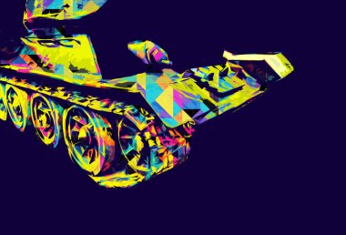 Vintage tank izole çizim sanat illüstrasyonu