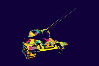 Vintage tank izole çizim sanat illüstrasyonu