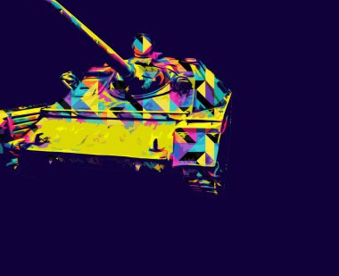 Vintage tank izole çizim sanat illüstrasyonu