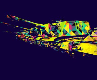 Vintage tank izole çizim sanat illüstrasyonu