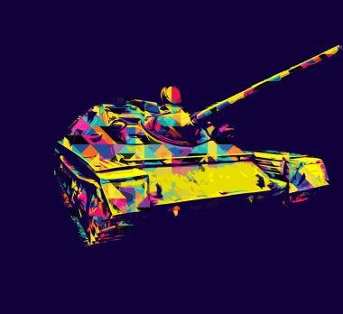 Vintage tank izole çizim sanat illüstrasyonu