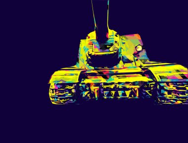 Vintage tank izole çizim sanat illüstrasyonu