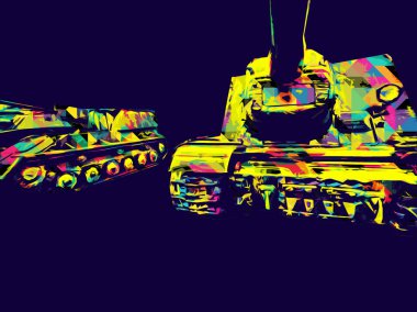 Vintage tank izole çizim sanat illüstrasyonu