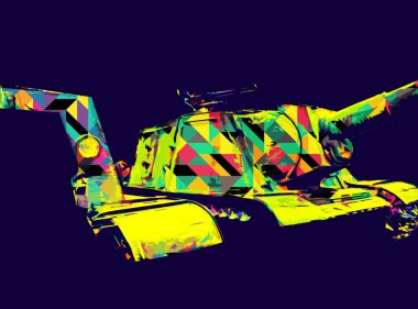 Vintage tank izole çizim sanat illüstrasyonu