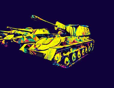 Vintage tank izole çizim sanat illüstrasyonu