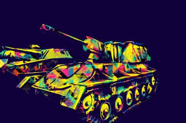 Vintage tank izole çizim sanat illüstrasyonu