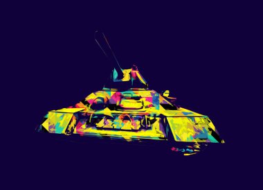 Vintage tank izole çizim sanat illüstrasyonu