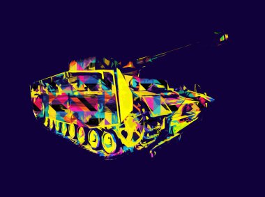 Vintage tank izole çizim sanat illüstrasyonu