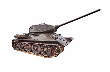 Vintage tank izole çizim sanat illüstrasyonu