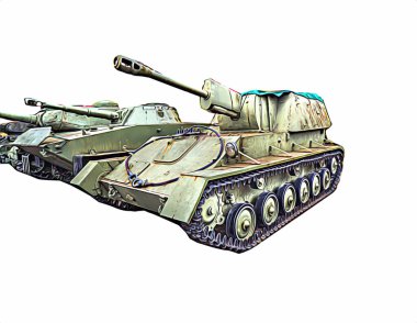 Vintage tank izole çizim sanat illüstrasyonu