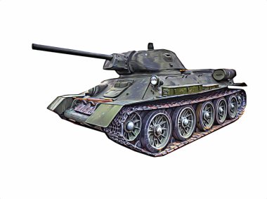 Vintage tank izole çizim sanat illüstrasyonu