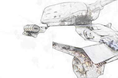 Vintage tank izole çizim sanat illüstrasyonu