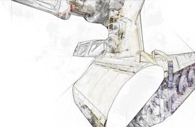 Vintage tank izole çizim sanat illüstrasyonu