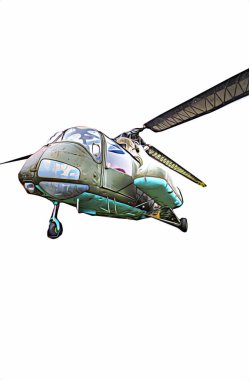 askeri helikopter resim sanatı klasiği çiziyor