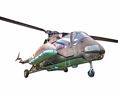 askeri helikopter resim sanatı klasiği çiziyor