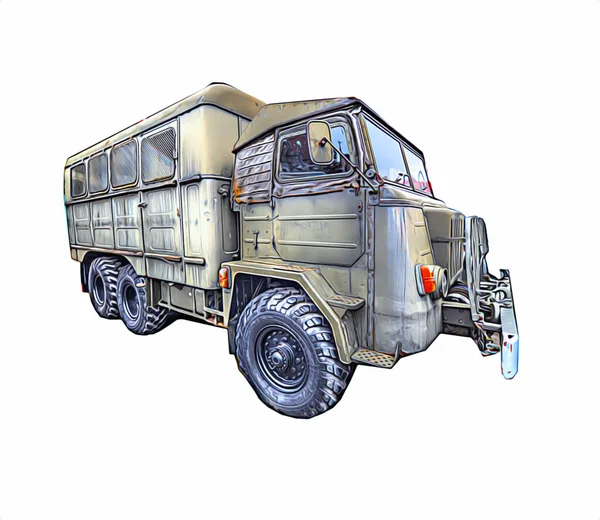 Panzerfahrzeug Technische Militärische Lkw Kunst Illustration Isolierte Skizze — Stockfoto