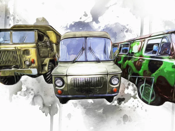 Armored Vehicle Technical Military Truck Art Illustration Isolated Sketch — Stock Photo, Image