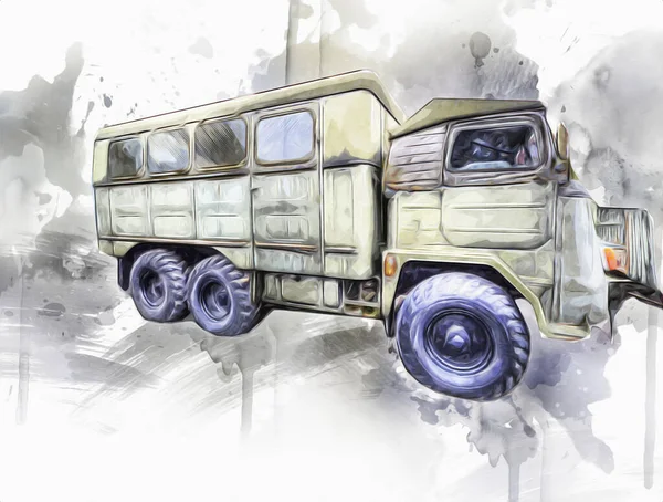 Panzerfahrzeug Technische Militärische Lkw Kunst Illustration Isolierte Skizze — Stockfoto