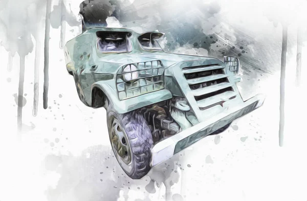 Armored vehicle technical military truck art illustration isolated sketch