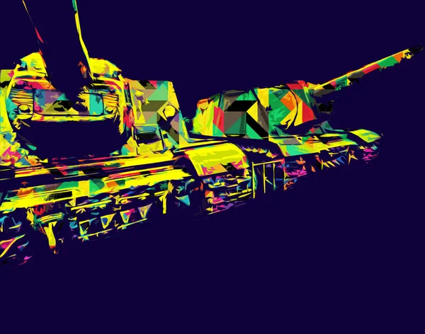 Vintage tank izole çizim sanat illüstrasyonu