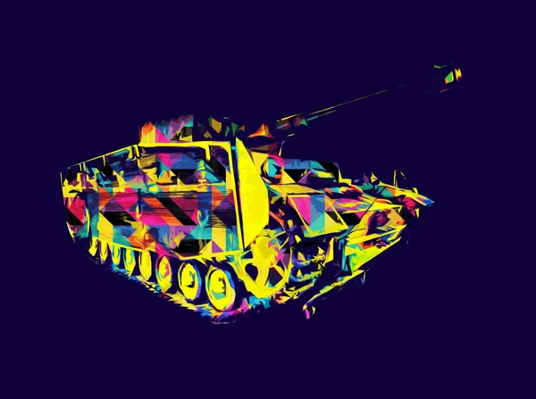 Vintage tank izole çizim sanat illüstrasyonu